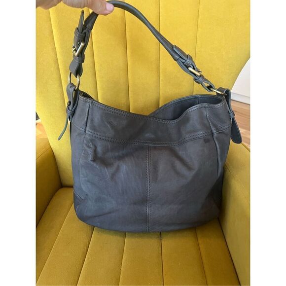 Via Repubblica grey leather tote purse - Picture 2 of 7